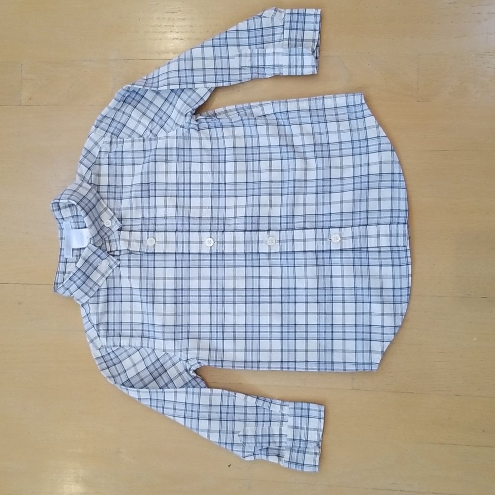 Janie and Jack Blue and White Plaid Button Down Shirt